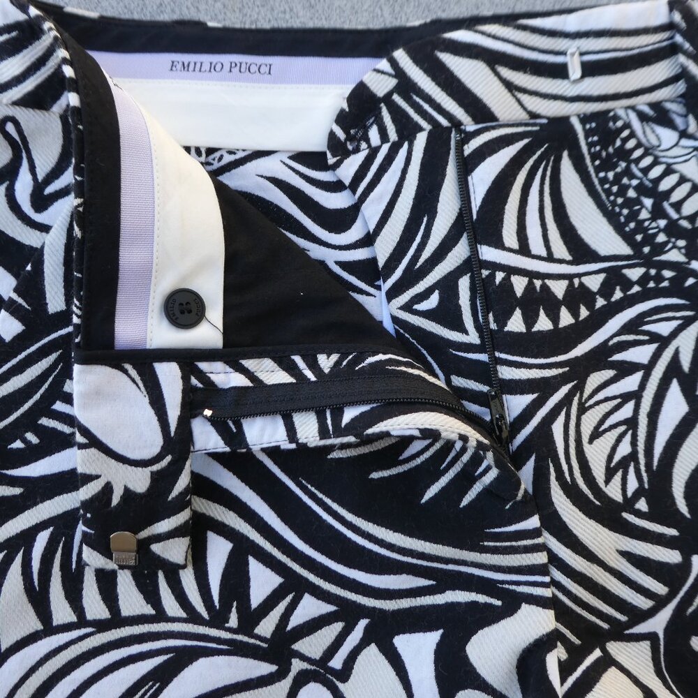 Emilio Pucci Italy Psychedelic Shorts Cheeky Zip Bar Clasp Fly Canvas Side Slits - Picture 5 of 10